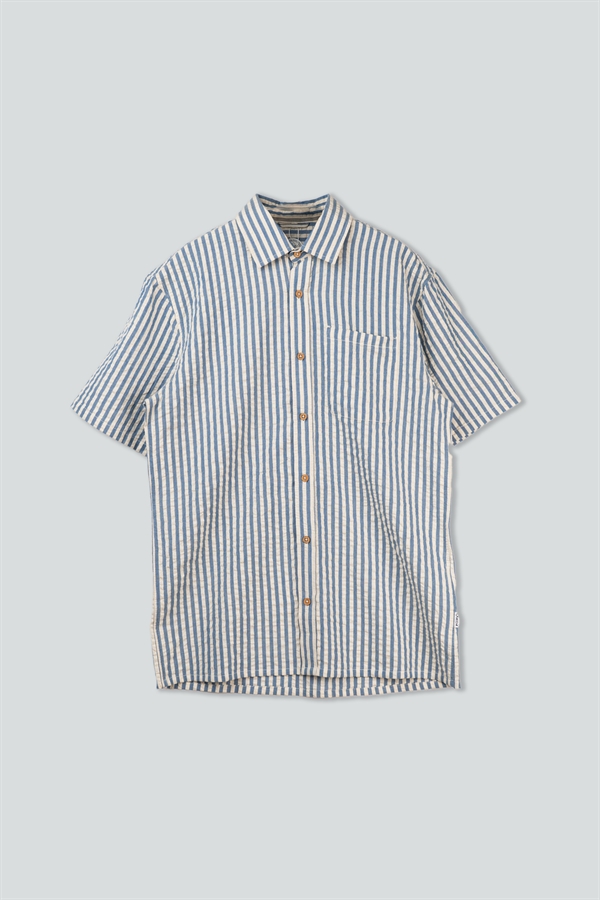 Lakor Seer Sucker Short Sleeve Shirt - Bering Sea